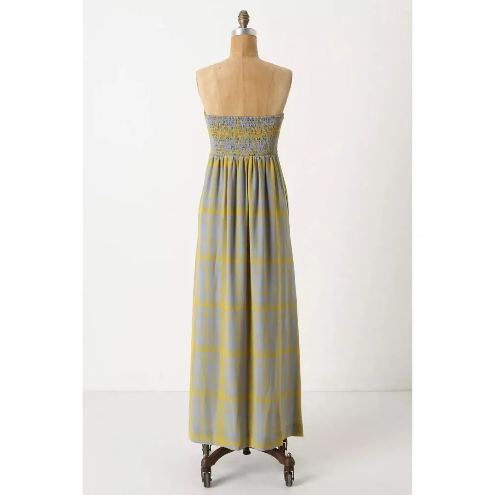 Anthropologie Maple Quilted Pastiche Strapless Bustier 100% Silk Dress Size 4-6 - Picture 3 of 11